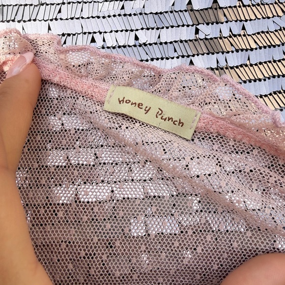 Vintage Pink Sheer Ruffle Button-Down Top - Picture 5 of 5